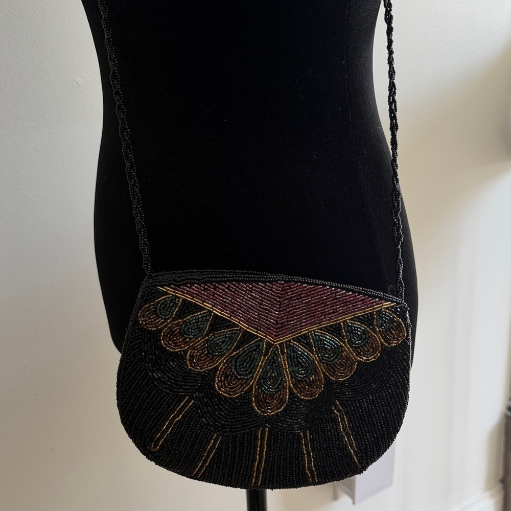 Vintage Elegant Black Beaded Women's Bag